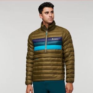 NWT Cotopaxi Fuego Down Pullover L, Oak Stripes